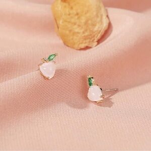 Fruit Stud Pink Apple Earrings 18K Gold Pink Apple Summer Jewelry Earrings ❤️